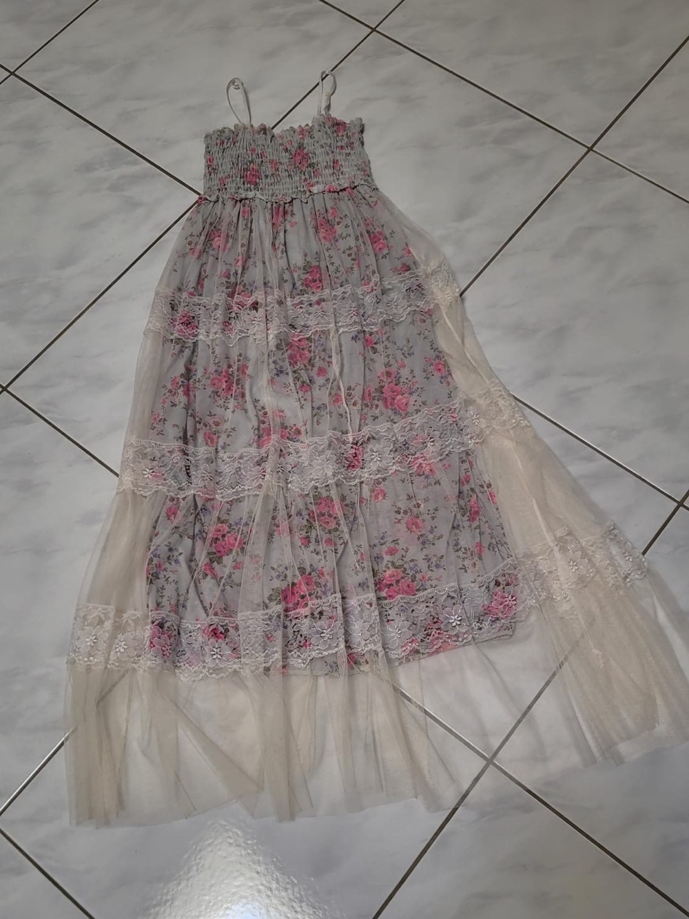 Floral Lace Tiered Dress